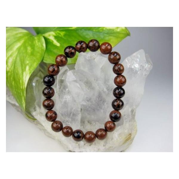 【ブレスレット】マホゴニーオブシディアン☆商品情報☆石サイズ：Φ8±0.2mm粒数：22粒手首周り：約16.5cm原産地：メキシコ※形状やサイズのばらつき、表面や穴周りにキズや凹み等があります。色味や模様等のご指定はできませんのでご了承くだ...