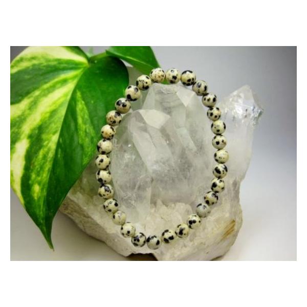 【ブレスレット】ダルメシアンジャスパー☆商品情報☆石サイズ：Φ6.5±0.2mm粒数：28-29粒手首周り：約16-16.5cm原産地：中国※形状やサイズのばらつき、表面や穴周りにキズや凹み等があります。色味や模様、粒数やサイズ等のご指定は...