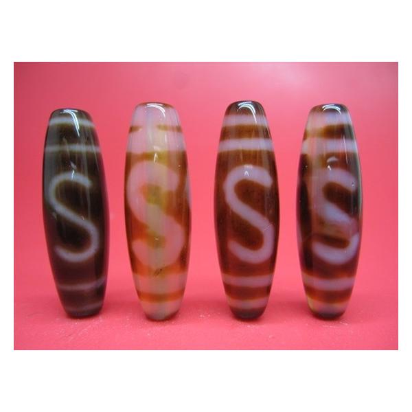 チベット高級至純天珠 金銭鈎天珠 38×12mm 2粒SET