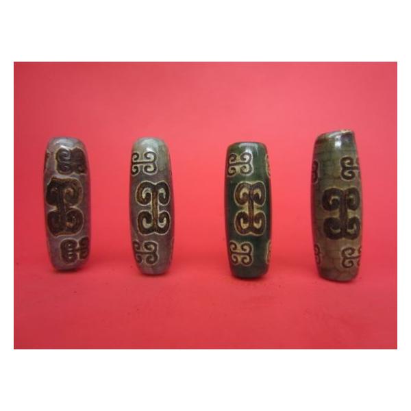 rin 天珠 チベット高級龍紋天珠 如意天珠 30×11mm 2粒SET : 天然石のお店