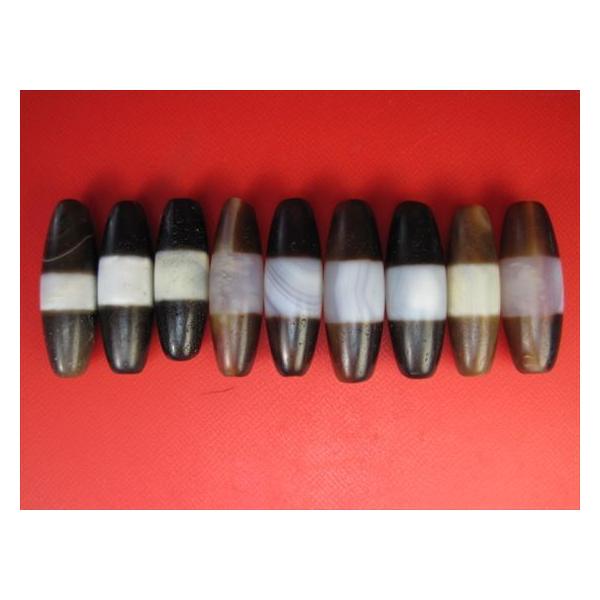訳あり チベット高級至純天珠 線珠 37×12mm 2粒SET 馬蹄痕