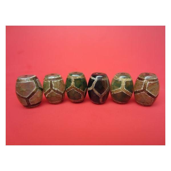 チベット高級龍紋天珠 亀甲長寿天珠 14×10mm 4粒SET