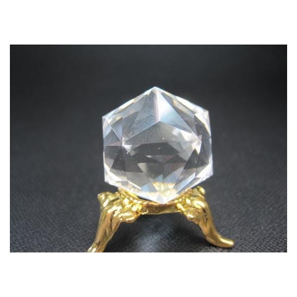 置物 水晶 多面カット Φ26mm 金属台座付き 一点物 : 天然石のお店Sun