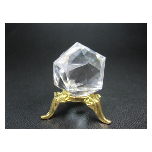 置物 水晶 多面カット Φ28mm 金属台座付き 一点物 : 天然石のお店Sun
