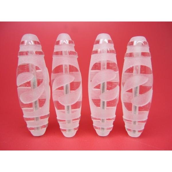 チベット水晶天珠 金銭鈎天珠 33-38×11.5±1mm