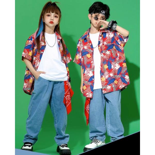 ダンス ダンス衣装 キッズ 男女 ヒップホップ KPOP  かっこいい クール ラップ B系 海外風 おしゃれ ザイル商品内容：単品、セットアップ白シャツ2250円 パンツ2750円 柄シャツ3150円花柄シャツ＋パンツ（2点セット）515...