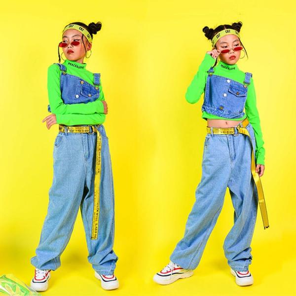 キッズ ダンス衣装 HIPHOP衣装 ヒップホップ ダンストップス ダンスパンツ 女の子  男の子 ジャズダンス  練習着 団体服 演出服 発表会 団体注文可 セット内容：単品販売緑トップス：1380円 OR ピンクトップス：1380円 O...