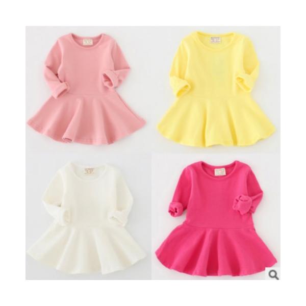 女の子のふんわり広がる長袖トレーナーワンピース【80cm、86cm、92cm、98cm、104cm】