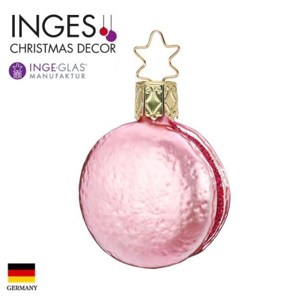 クリスマスツリー 飾り オーナメント INGE-GLAS MANUFAKTUR インゲ・グラス マカロン スイーツ お菓子 ストロベリー ピンク 5cm 1個