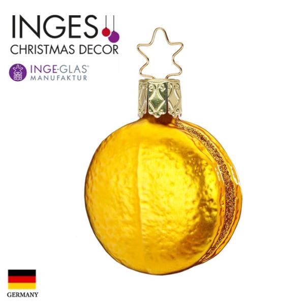 クリスマスツリー 飾り オーナメント INGE-GLAS MANUFAKTUR インゲ・グラス マカロン スイーツ お菓子 オレンジ イエロー 5cm 1個