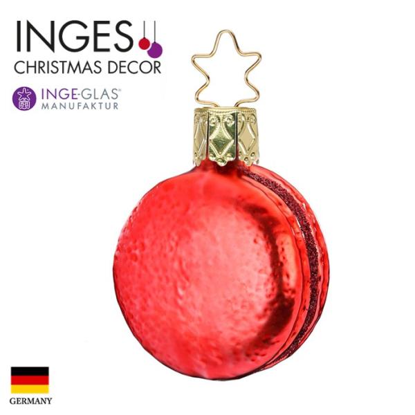 クリスマスツリー 飾り オーナメント INGE-GLAS MANUFAKTUR インゲ・グラス マカロン スイーツ お菓子 フランボワーズ レッド 5cm 1個