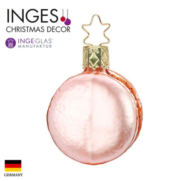 クリスマスツリー 飾り オーナメント INGE-GLAS MANUFAKTUR インゲ・グラス マカロン スイーツ お菓子 ピーチ ベビーピンク 5cm 1個