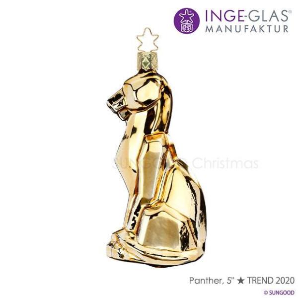 クリスマスツリー 飾り オーナメント INGE-GLAS MANUFAKTUR インゲグラス ゴールドパンサー 豹 ヒョウ動物 アニマル 11.5cm 10133S020
