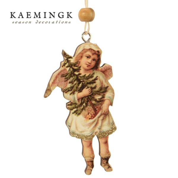 クリスマスツリー 飾り オーナメント 北欧 KAEMINGK カイミング エンジェルプライウッド ツリーを持つ子供の天使 (6) 1個