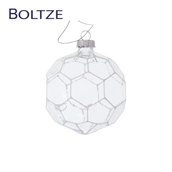 クリスマスツリー 飾り オーナメント BOLTZE (ボルツ) ガラスボール メリン 幾何学模様 1個入 (5) 8cm ライトグレー 正六角形 2023473