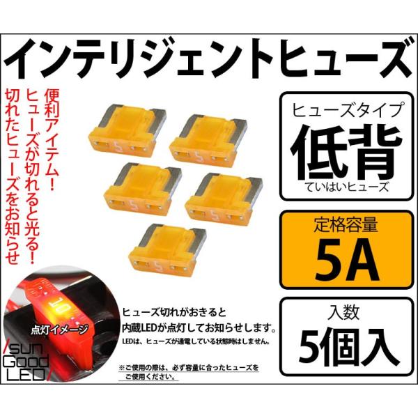 インテリジェントヒューズ 「低背5A」　1セット5個入