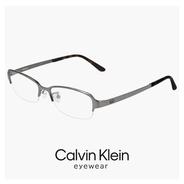 【新品】 カルバンクライン メンズ メガネ ck20145a-009   カルバン・クライン CK20145A チタン メタル フレーム ナイロール ハーフリム 型 ダミーレンズ発送 Calvin Klein（カルバン・クライン） 【 度付き 対応 無料 】 メンズ