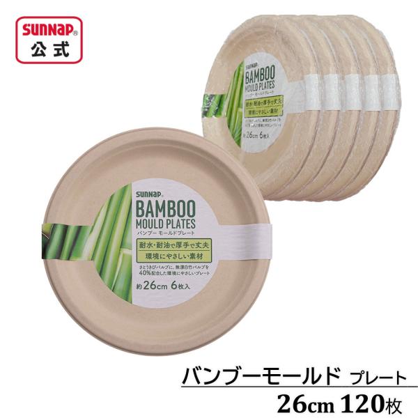 【決算セール】バンブーモールドプレート 26cm 120枚入【 紙皿 ペーパープレート バガス 非木材 業務用 さとうきび 竹製 防災グッズ 備蓄グッズ 防災 】