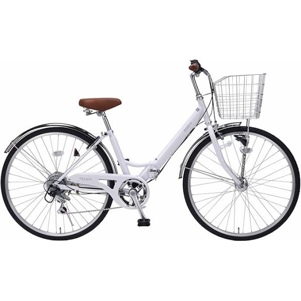 マイパラス MYPALLAS 折畳シティサイクル26インチ LEDオートライト サムシフト6段変速 ステンレスバスケット 自転車 mc550 ホワイト【本州のみ送料無料】