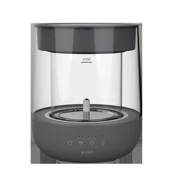 QUADS クワッズ ガラススチーム加湿器 GLASS グラス グレー QS629GY スチーム式 1.8L ガラス製 耐久 耐熱 おしゃれ 熱式 LEDライト