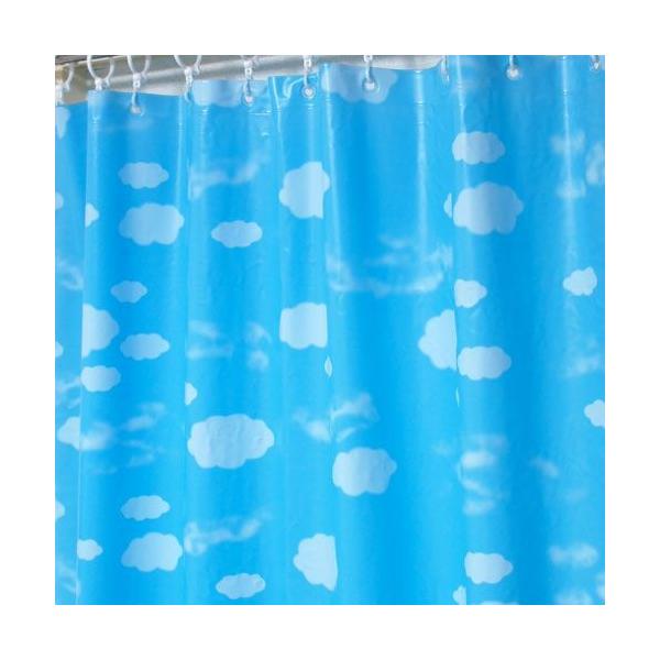 サニーデー シャワーカーテン 雲柄 ブルー 120×150 Sフック付 防水 バスカーテン 防カビ 日本製 おしゃれ かわいい
