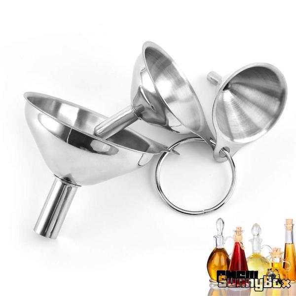 1.サイズ：(1)上口径：75mm、小口径：12 mm、高さ： 65mm(2)上口径：55mm、小口径：9 mm、高さ： 50mm(3)上口径：45mm、小口径：6 mm、高さ： 37mm2.材質：ミニ漏斗が高品質。ステンレス製。 防錆性と...