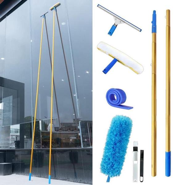 高所 外壁 ブラシ 掃除 窓拭き ワイパー 伸びる ロング モップ 業務用 高所 窓掃除 大掃除セット 交換用ヘッド ングポール 長さ3.5~12.5ｍ つなぎ柄 高強度 ガラ爆買