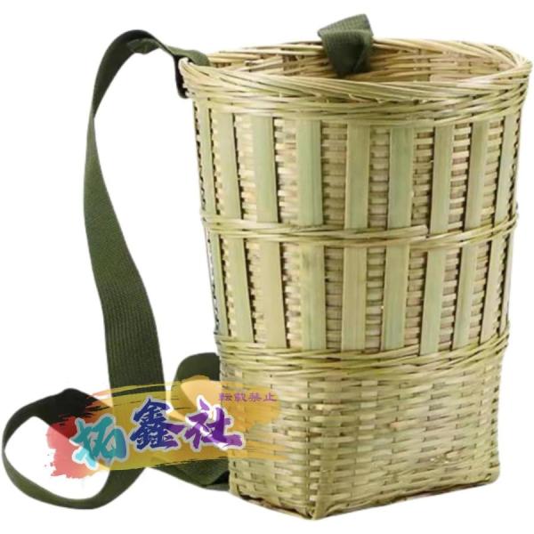 背負いカゴ 竹製背負いかご 大容量 背負い篭 背負いひも付き 丸型 角型 多用途 収納バスケット 野菜 山菜 キノコ 収穫用 茶を摘んだり 竹篭 バスケット 収納