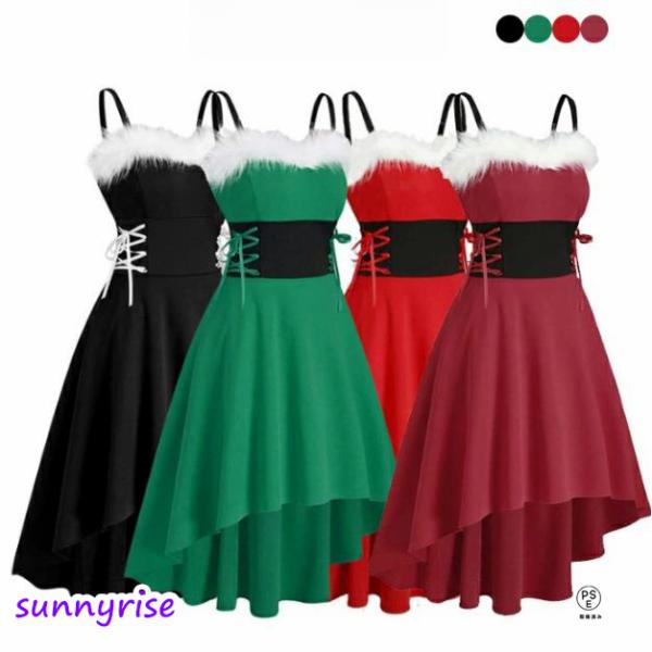 商品名 レディース ワンピース色 レッド・ワイン・グリーン・ブラックサイズ S：バスト83cmウエスト67cm総丈91cmM：バスト88cmウエスト72cm総丈92cmL：バスト93cmウエスト77cm総丈93cmXL：バスト98cmウエス...