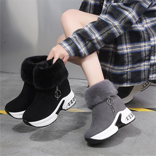 Qiage スノーブーツ レディース ハイカット 履きやすい 暖かい 防寒靴スニーカー 歩きやすい 防滑 おしゃれムートンブーツレディース 雪靴 保温 軽量 冬用 ふわふわ 裏起毛 裏ボア かわいい ウィンターブーツ 滑らない