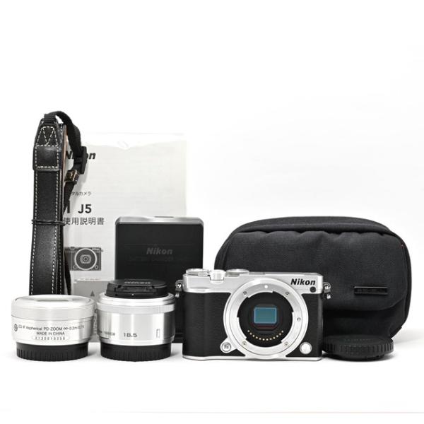 ■美品 Nikon ニコン 1 J5 レンズセット ミラーレスカメラ 美品＞ Nikon ミラーレス一眼 Nikon1 J5 ダブルレンズキット シルバー