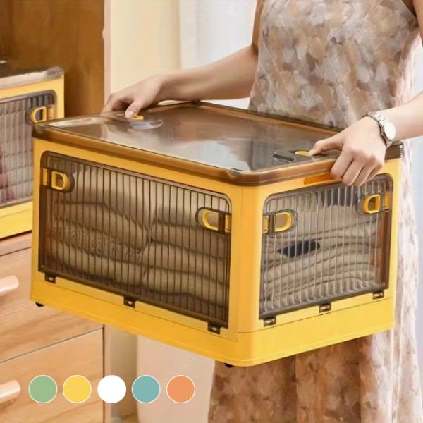 収納ボックス 折りたたみ 35L 5面開閉 蓋付き 大容量 収納ケース 前開き 積み重ね可能 5個