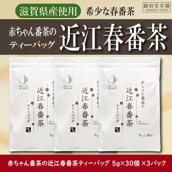 【駿府堂茶舗】赤ちゃん番茶の近江春番茶ティーバッグ | ５ｇ×３０個×３パック | 水出しお湯出し兼用 | 希少な春番茶仕様
