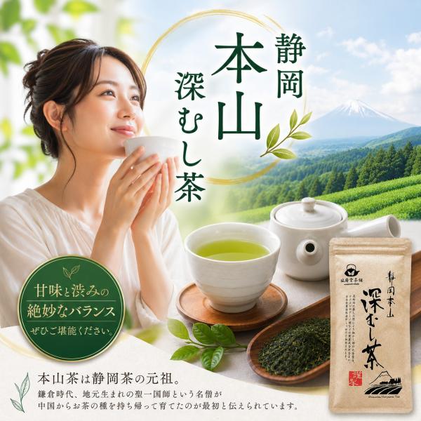 【駿府堂茶舗】 静岡本山深むし茶 | 大地のめぐみが育む茶葉 | 鎌倉時代から伝統の味わい | 静岡県産 | チャック付き袋 | お茶 緑茶 カテキン 日本茶