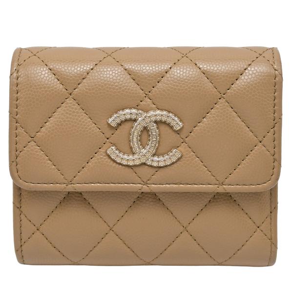 シャネル CHANEL キャビアスキン マトラッセ 三つ折り財布 コンパクト財布 CHANEL（シャネル） マトラッセ スモール ウォレット 三つ折り 財布