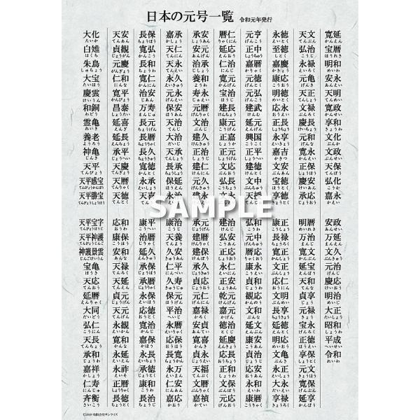 ペタっとステッカー「令和 (れいわ) 元号一覧」 年号 歴史 社会 吸着 