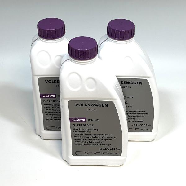 VW｜Audi クーラント 1.0L 赤 G12evo 希釈済 3本セット  純正 G12E050A23 G12E050M2 G013A8JM1 G13A8JM1 G012A8GM1 G012A8FM1 LLC VAG-G12E050A23