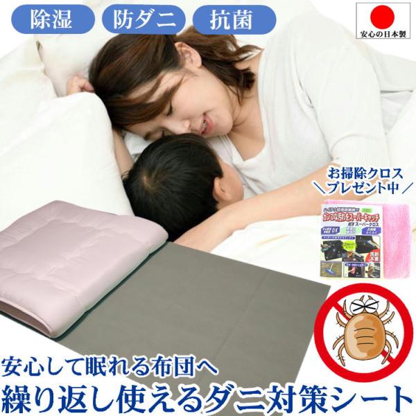 布団 ダニシート 除湿 抗菌 坊ダニ 湿気 取り 繰り返し 使える ダニ刺され 寝具 汗取り 寝汗 対策 除湿&防ダニ 敷きシート 110番 グレー おまけ付