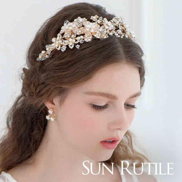 ウエディング ブライダル 髪飾り ヘッドアクセサリー ヘッドドレス カチューシャ 結婚式 披露宴 ヘアアクセサリー フラワー 花 パール 華やか 花嫁さま Sun Rutile 通販 Yahoo ショッピング