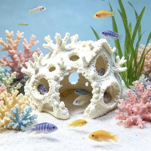 アクアリウム用の洞窟 水槽オーナメント 水槽装飾品 2サイズ アクアリウムオブジェ エビ 回避 魚の隠れ家 雑貨 置物 水槽飾り 室内 養魚 爆買