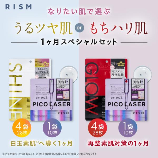 パック 大容量 毛穴 ハリ ツヤ 弾力 PDRN グルタチオン リズム RISM なりたい肌で選ぶ1ヶ月セット（デイリーパック4袋＆ニードルスポットパック1袋）