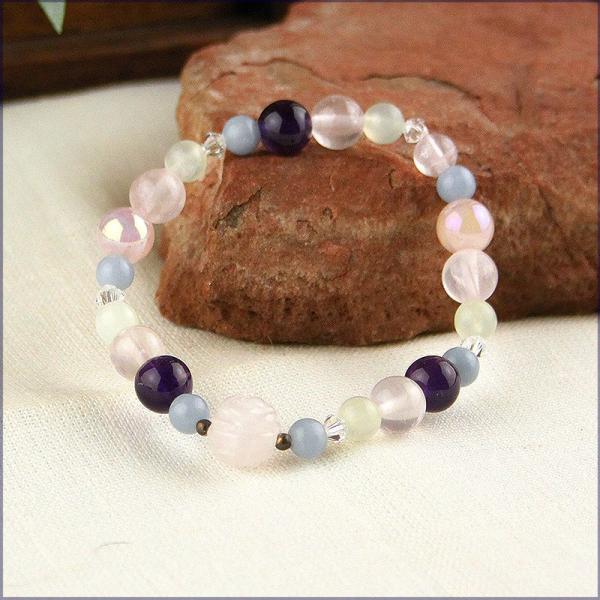 パワーストーン ブレスレット アメジスト ローズクォーツ 恋愛