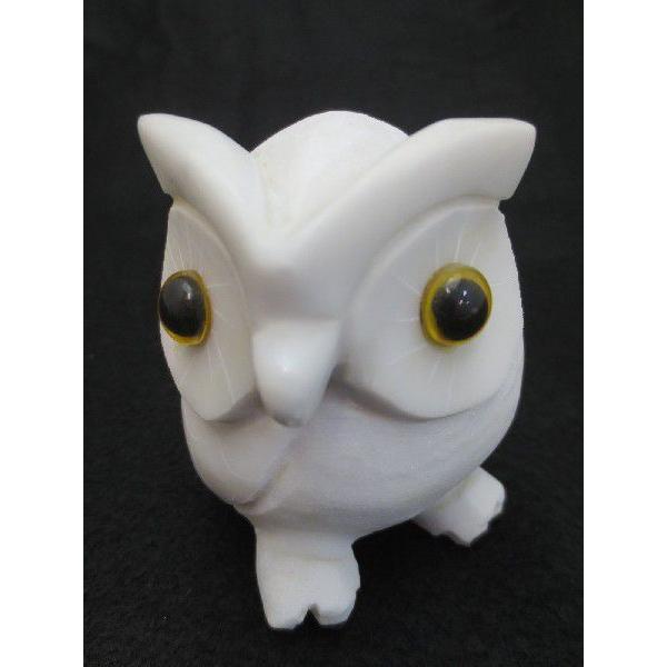 ふくろう フクロウ 不苦労 グッズ 雑貨 置物 置き物 屋外 白大理石の