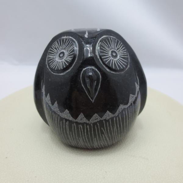 ふくろう フクロウ 不苦労 グッズ 雑貨 置物 置き物 屋外 石のオブジェ sunsoh_fku-black