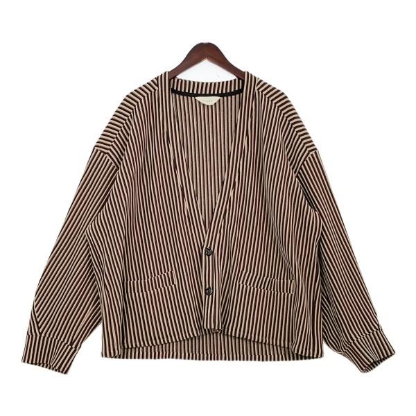 ジエダ 21SS ストライプ リップル袖 ニット カーディガン 古着 ワイド