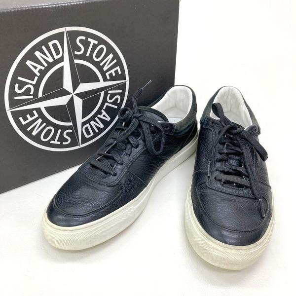 STONE ISLAND 7015 S0292 DIEMME スニーカー シューズ ローカット 牛革 レザー 箱 タグ 41 黒 ディエッメ  ストーンアイランド 靴 DF2823■