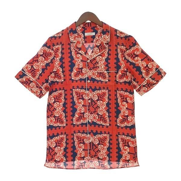 VALENTINO ヴァレンティノ オープンカラー シャツ ロゴ バンダナ 総柄