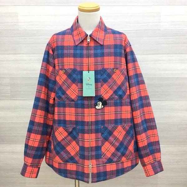 GUCCI グッチ ディズニー 20SS CHECK COTTON OVER SHIRT 602668 チェック オーバーシャツ 美品 ミッキー 中綿  Disney ジャケット DM3391■