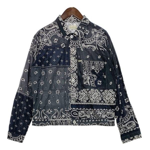 KAPITAL キャピタル ガーゼ バンダナパッチワークpt 1st JKT シャツ ジャケット 古着 ペイズリー アメカジ メンズ Lサイズ  ブラック トップス DM7371■