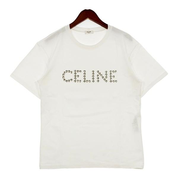 CELINE セリーヌ スタッズ ロゴ Tシャツ カットソー 2X50C671Q 未使用 箱付き 半袖 シンプル メンズ XSサイズ ホワイト  トップス DM7742■